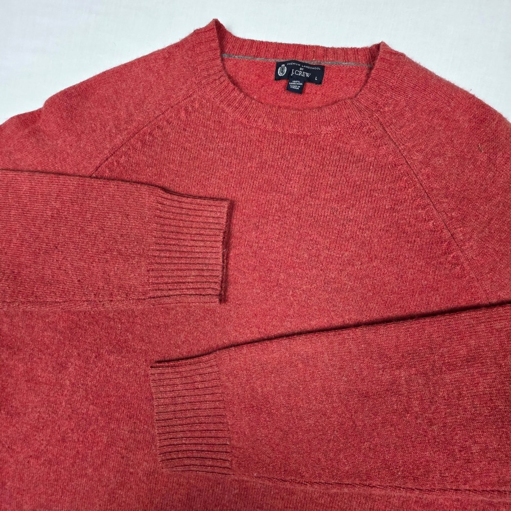 J.Crew Lambs Wool Sweater Mens Large Red Crewneck Excellent Raglan Sleeve 98323